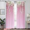 Set Of 2 Creative Curtains Print Lush Pink White Flowers Green Foliage Durable Polyester Without Rod Holiday Ldeal Made