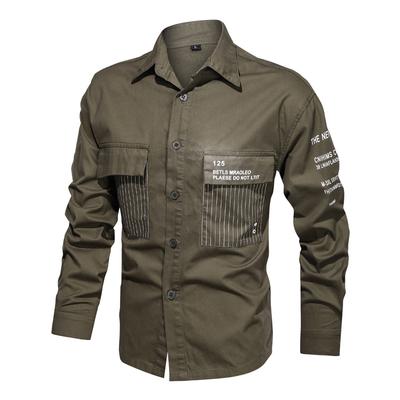 Large Size Men's Spring and Autumn Fashion Long Sleeves Cargo Shirts