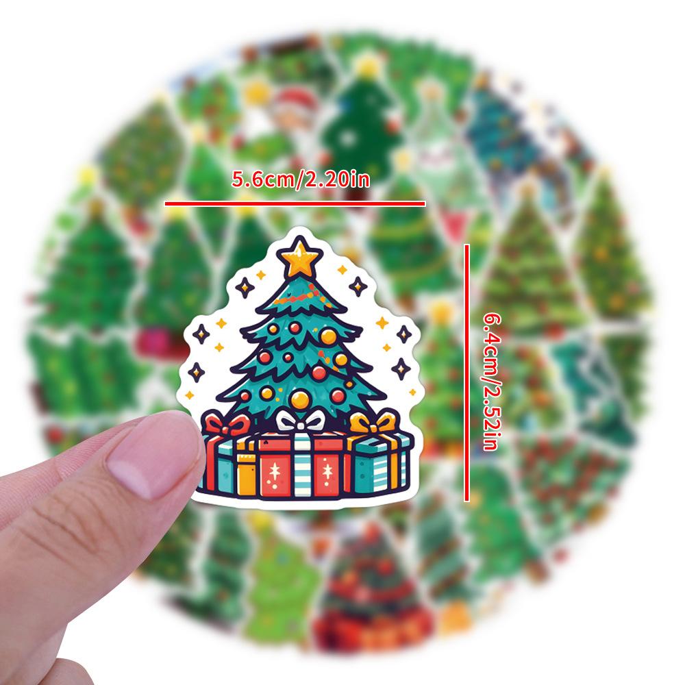55 New Cartoon Christmas Tree Graffiti Stickers Decorative Skateboard Mobile Phone Waterproof Stickers