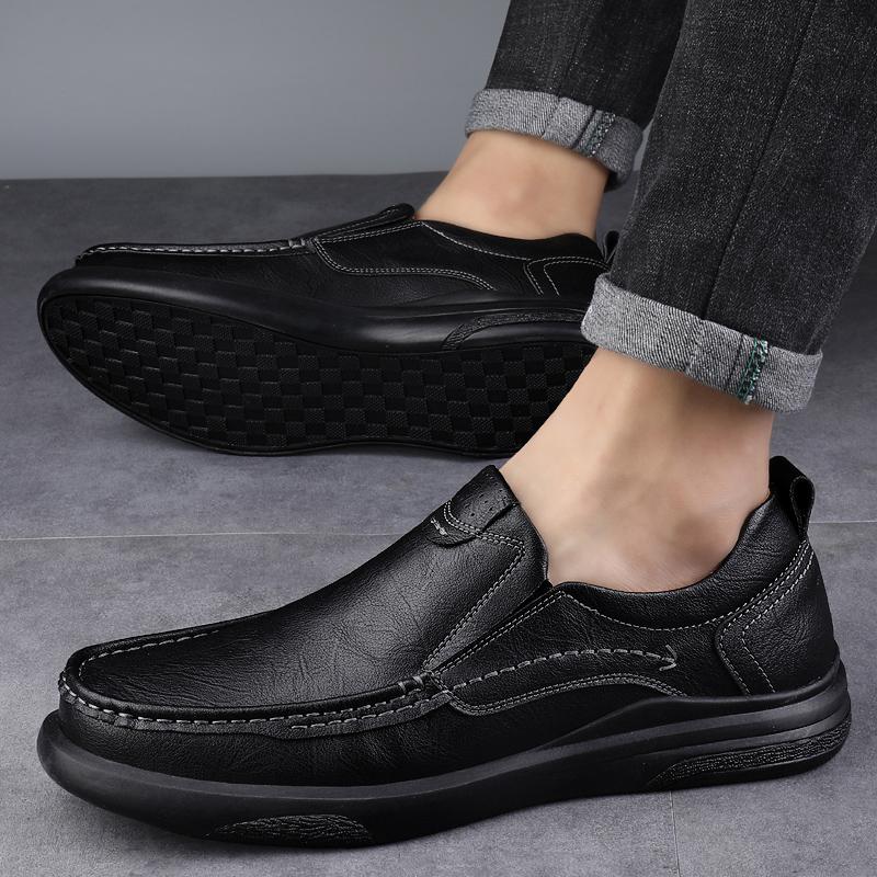 Men Casual Leather Shoes Slip On Genuine Leather Men's Casual Shoes  Summer Men Shoes Handmade Natural Leather Men Loafers