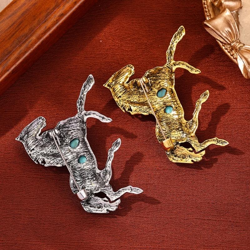 Elegant Horse Brooch Adorned with Simulated Turquoise Accent for Fashion Forward Looks on Suits and Shirts Gift