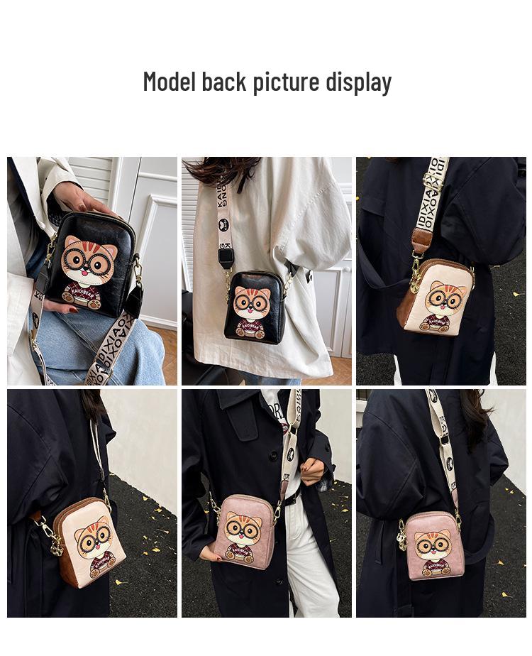 2025 Hello Kitty Women's Cute Cartoon Bear Multi-Layer Crossbody Phone Bag