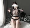 Black Fishnet Erotic Sets Lingerie Underwear Elasticity Spandex Sexy Hot Women Costumes Mesh Two Pcs Exotic Sets Body Stocking