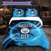 Manchester City Pattern 3 Pieces Bedding Set Soft Microfiber Duvet Cover with Pillow Cases for Bedroom
