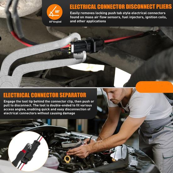 Electrical Disconnect Pliers with Ergonomic Handle Portable 60-Degree Bend Electrical Connector Disconnect Pliers Automotive Tools