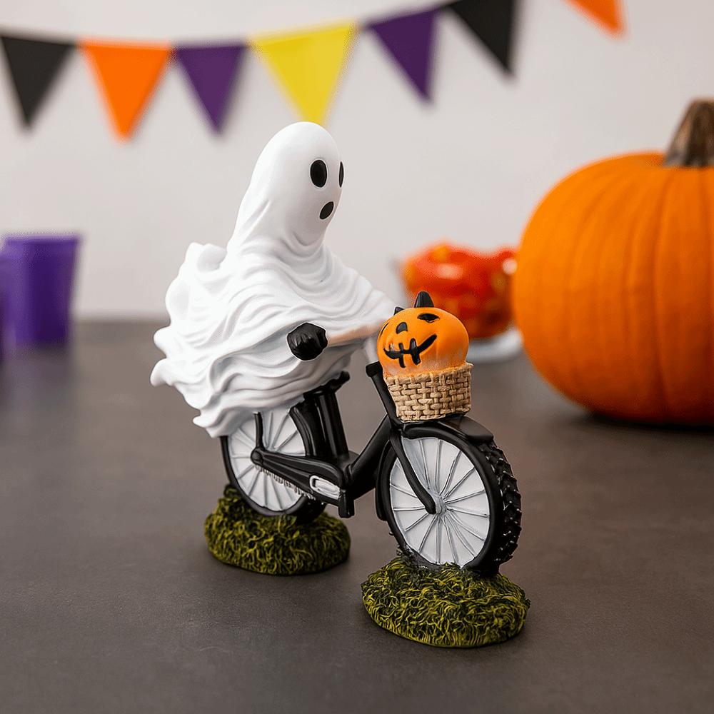 Cartoon Ghost Figurines Ornament Resin Ghost Statue Unique Ghost Bike Rider Office