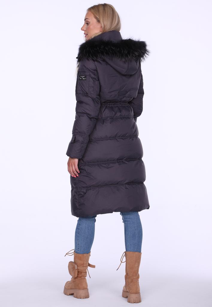 WOMEN' DOWN WINTER COAT WITH FUR-TRIM HOOD