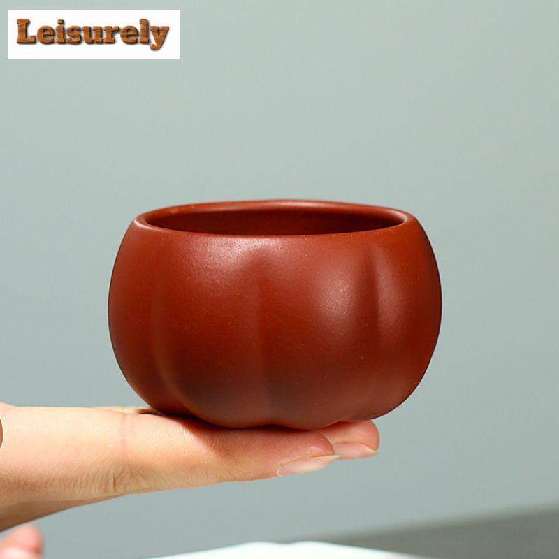 2 Teile/satz Yixing Roherz Lila Ton Teetasse Meditationstasse Boutique Handgemachte Teeschale Meisterteetasse Chinesisches Zisha-Teeset 90ml