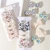 6Pcs/Set Sweet Bowknot Baby Hair Clips Grid Flower Dot Cotton Fabric Barrettes Girls Headwear Princess Kids Hair Accessories