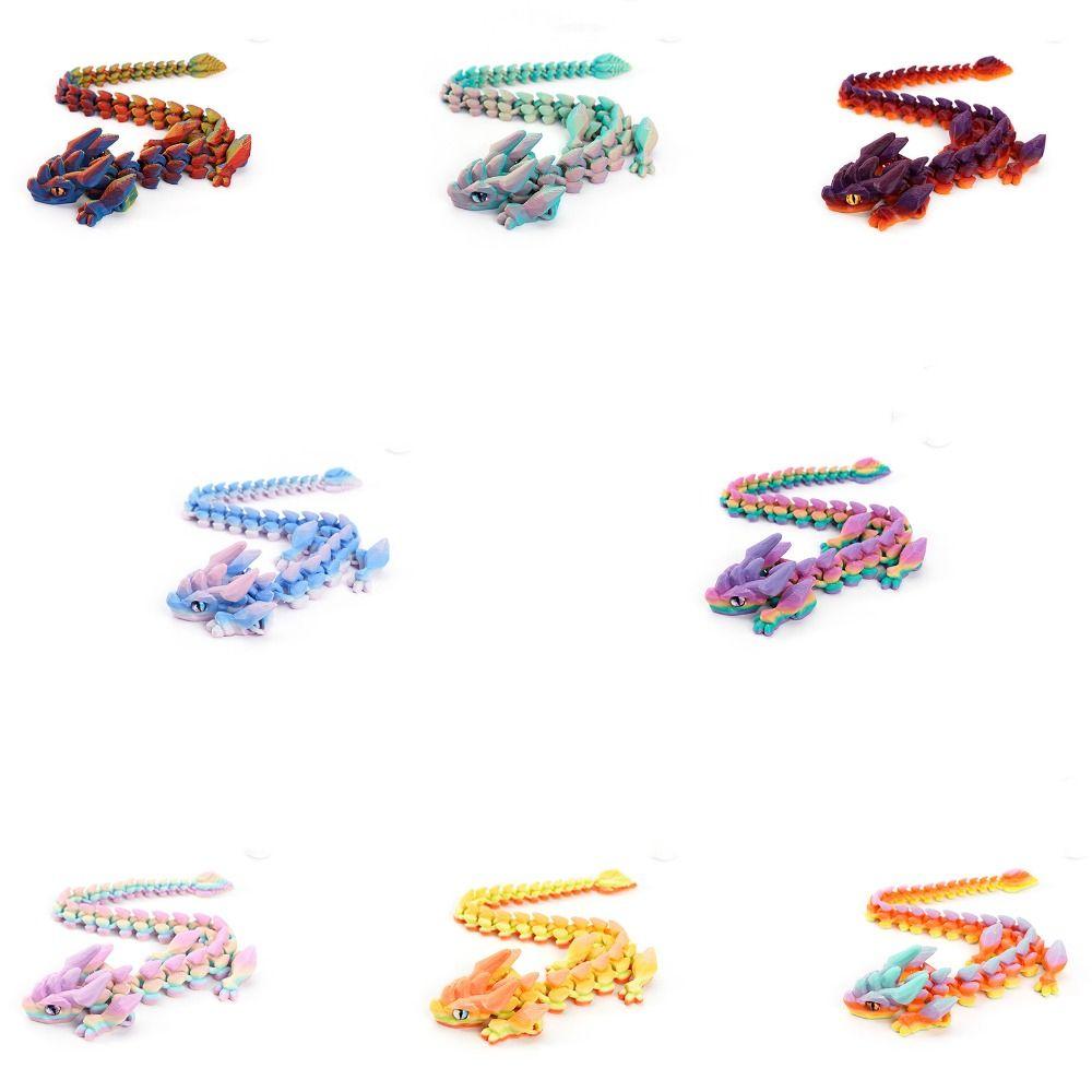 PLA Plastic 3D Printed Dragon Model 6 Colors Multi-jointed Animal Simulation Model Movable 28CM Dragon Desktop Ornaments