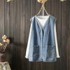 Women's Vintage Loose Casual Sleeveless Vest Solid Color Simple Button Pocket Denim Jacket