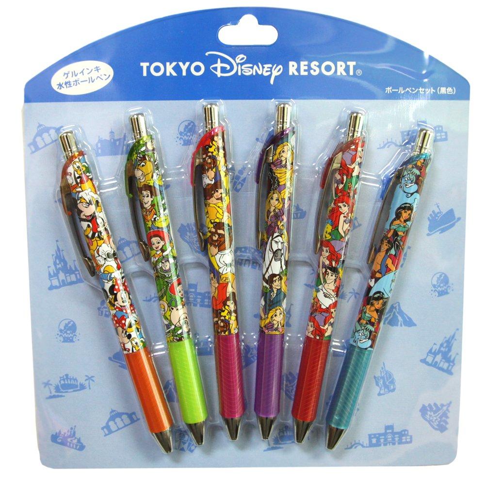 Disney Ballpoint Pen Set of Featuring Characters and More Resort 6, Mickey, Minnie, Donald, Ariel, Rapunzel, (Disney Exclusive)