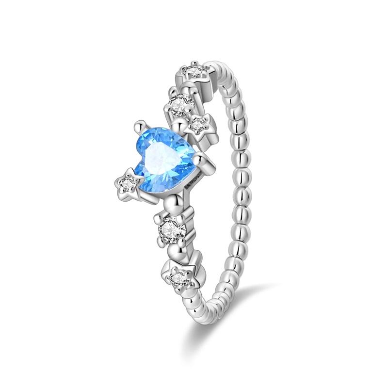 Retro 925 Sterling copper Sapphire Heart&Crown&Star Palace Pattern Ring Romantic Zircon Accessories