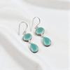 Aqua Kalcedon Ädelsten 925 Sterling Silver Smycken Handgjorda Örhängen 1.88" Gåva EE-73-16