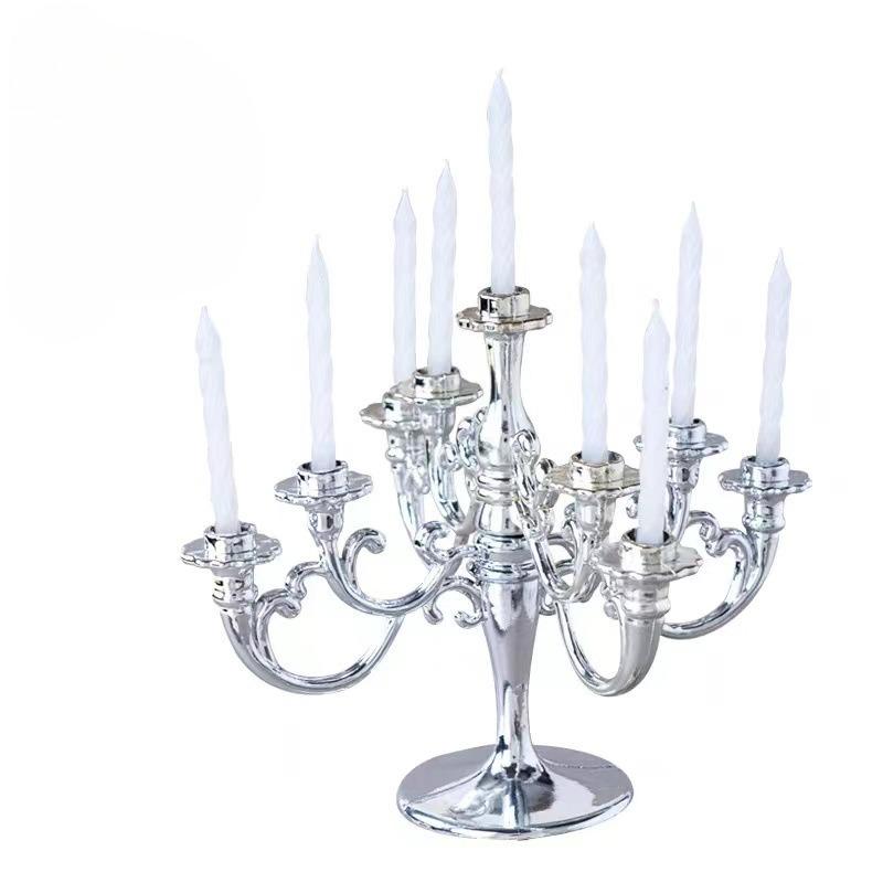 9PCS Candles and Candlestick Bracket 1 Set Cake Topper Birthday Party Cake Candle Holders Toppers De