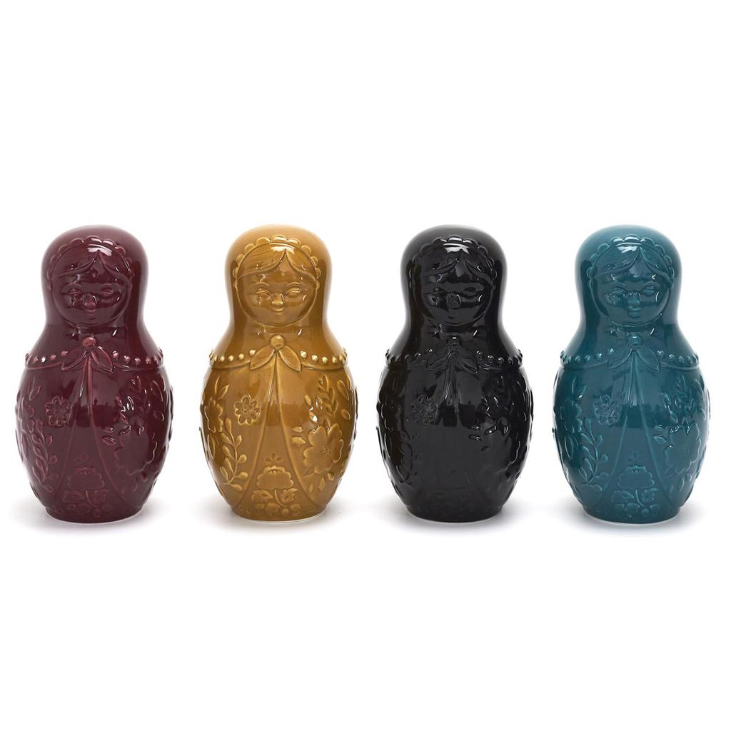 Les Trésors De Lily [A3671] - Keramická pokladnička 'Ruská panenka' černá - 20x11x10 cm