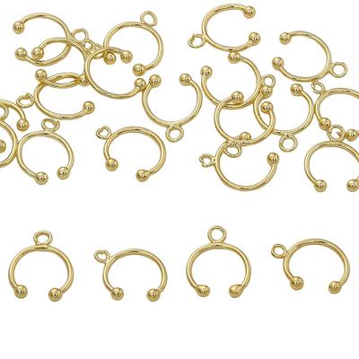 2Pcs Copper C-shaped Double Bead Side Opening Ear Bone Clip For DIY Earring Jewelry Making Craft Accessories