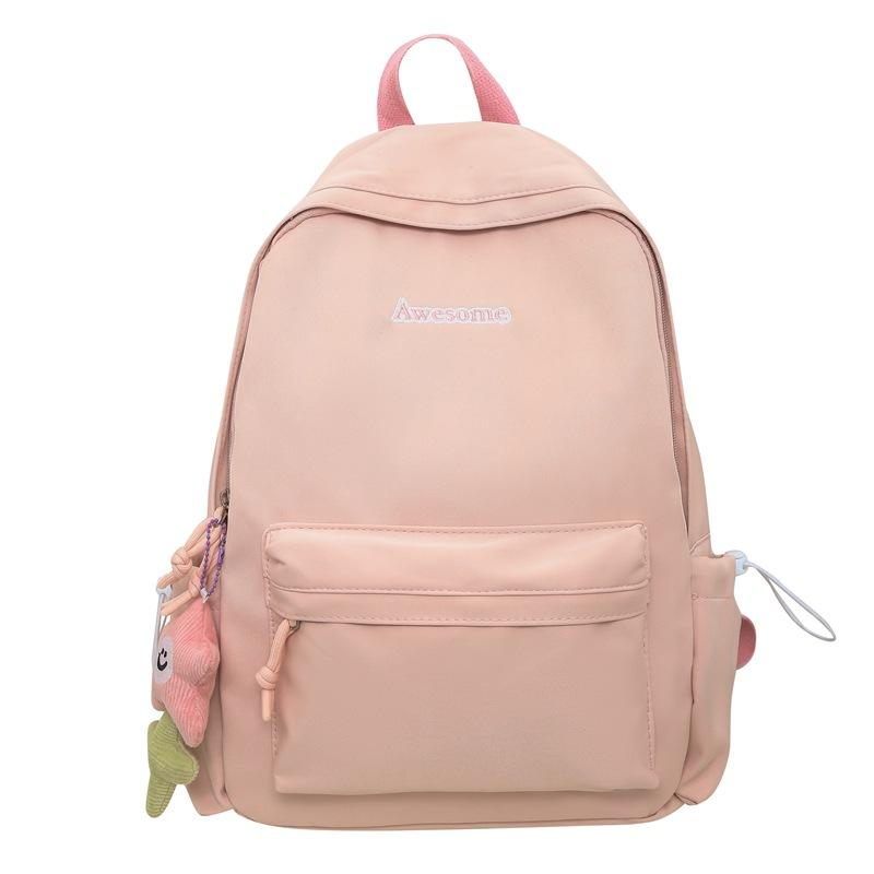 Schoolbag Junior Senior High School Student Solid Color Backpack Women's Backpack