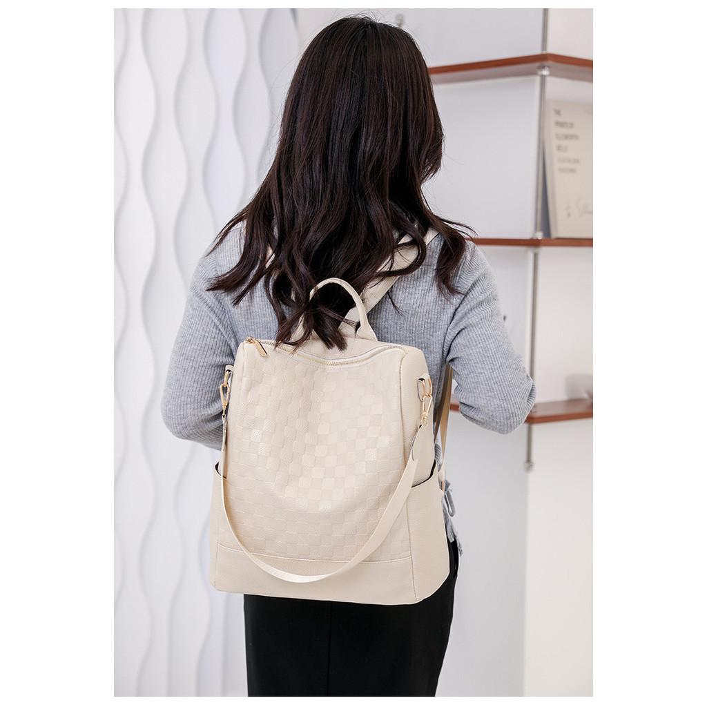 IELGY Korean Version of Temperament Fashionable Soft Leather Women's Backpack, Leisure Travel Large-capacity Student Bag