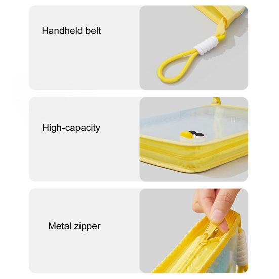 A4 Zipper Pouch File Bag Transparent Document Organizer with Handle Letter Size File Folder for Office School Travel Supplies