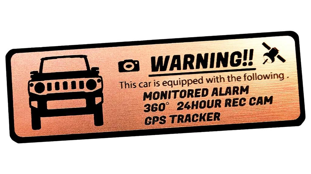 Honami Works Small Security Emblem for JB64 Dash GPS and Sticker Jimny, 24-Hour Surveillance, Cam, Tracker, (Pink Gold)