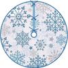 Christmas Tree Skirt, Velvet Printed Snowflake Design for Holiday Tree Base Decoration