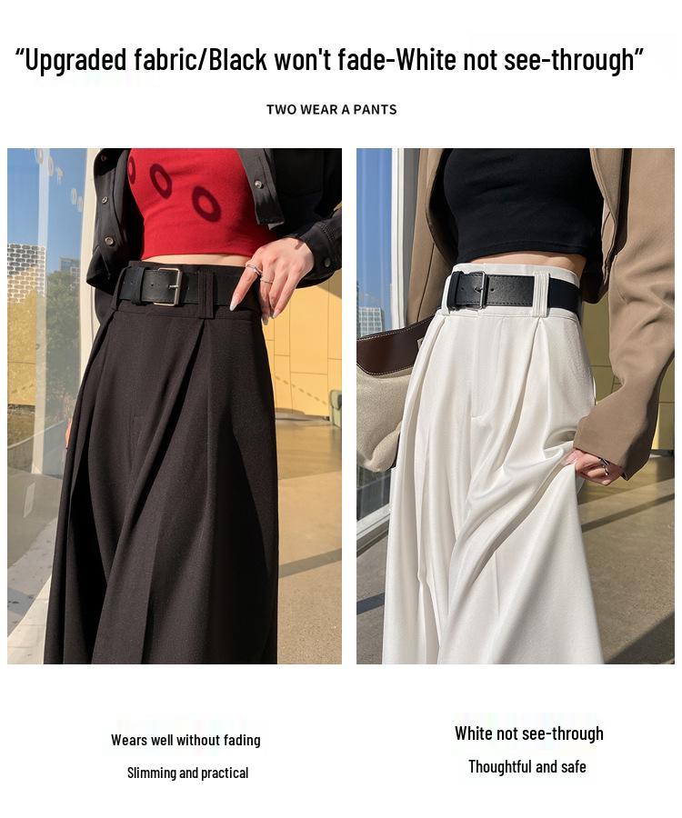 Women's Spring 2025 French-Style High-Waisted Wide-Leg Suit Pants