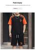 2026 Men's Plus Size Patchwork Short Sleeve Summer Casual Suit - Round Neck Sports Shorts Two-Piece Set