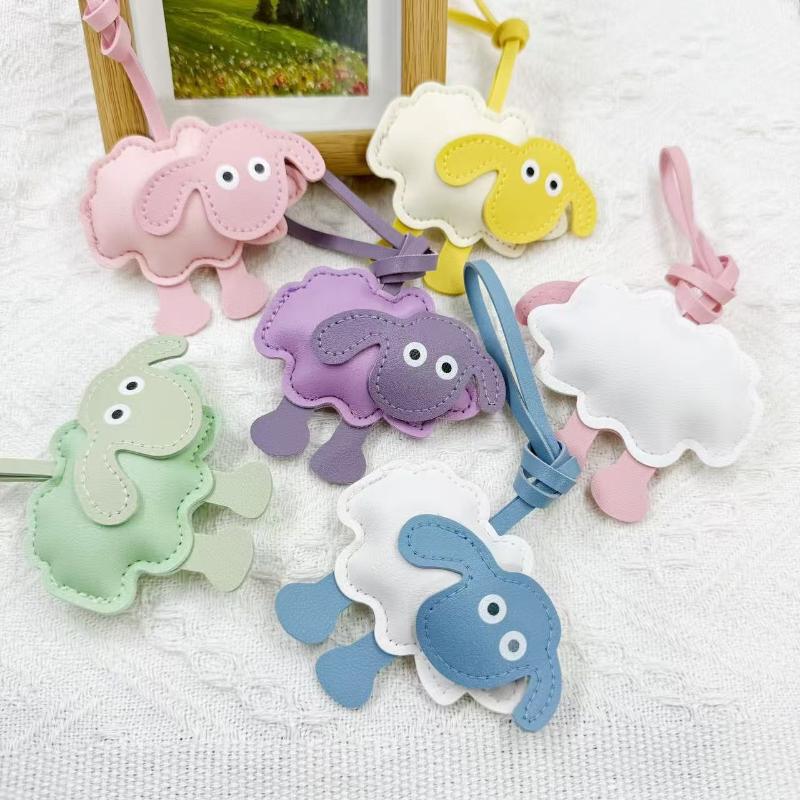 Cartoon Cute Pu Leather Trendy Sheep Backpack Pendant Keychain Couple Versatile Gift