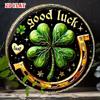 Vintage Round Metal Sign In D Clover Horseshoe Wall Art Decor