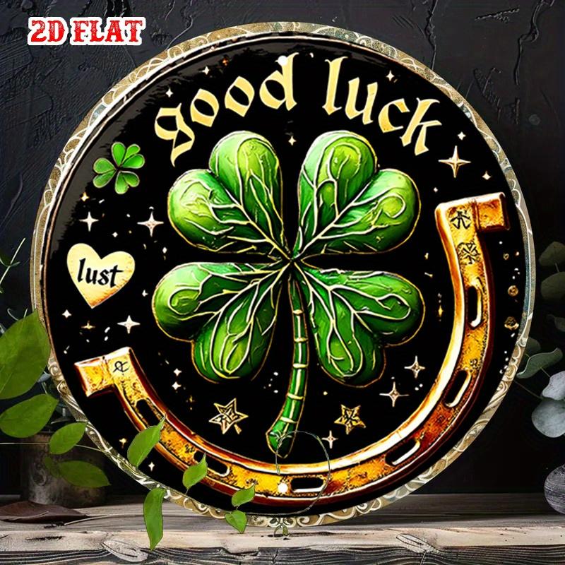 Vintage Round Metal Sign In D Clover Horseshoe Wall Art Decor