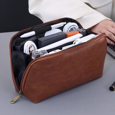 Yousheng Electronic Accessories Bag Multi-Compartment Travel Tech Accessories Pouch Waterproof Faux Leather Pouch Organizer for Cables Chargers Power