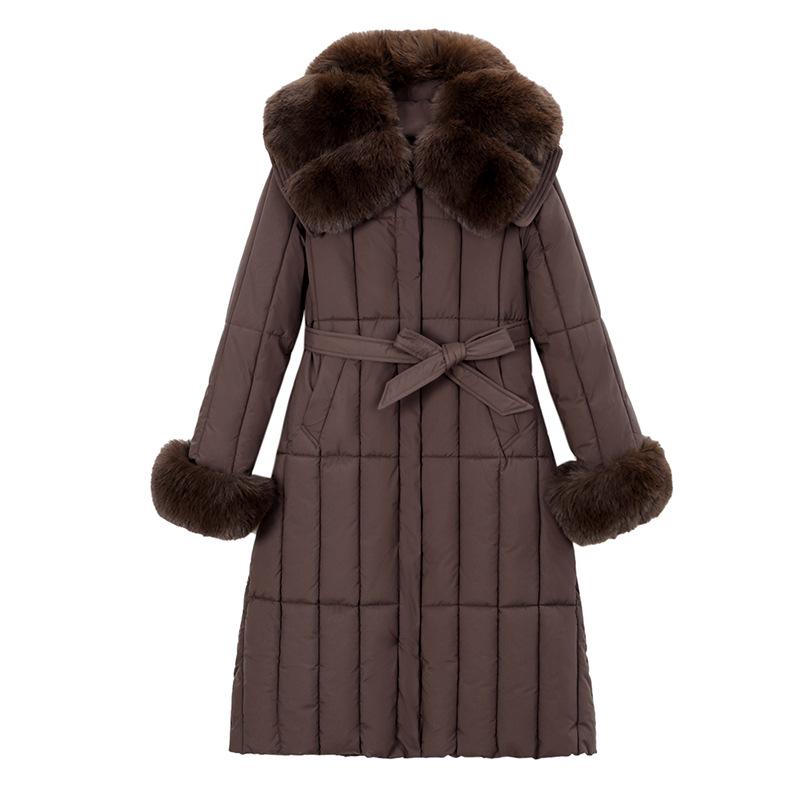 Winter cotton-padded clothes new high-end medium and long cotton-padded clothes with sweater collar foreign style middle-aged mother down cotton-padde