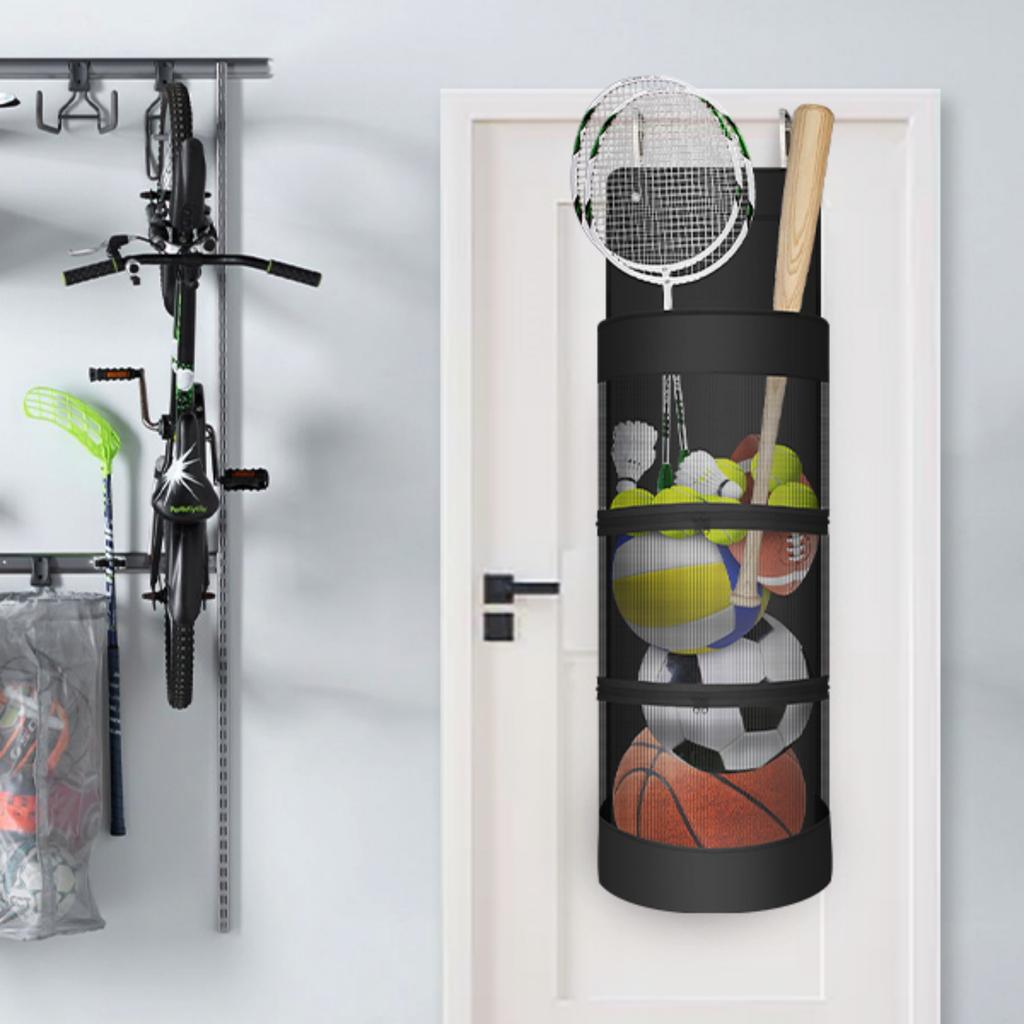 Hanging Organizer, Over The Door Hanging Sports Equipment and Ball Storage, Garage Sports Equipment Organizer for Hold Soccer