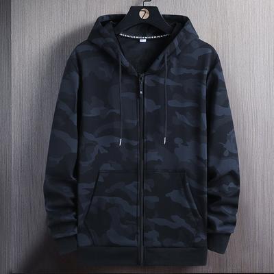 L-9XL Plus Size Cardigan Zipper Camo Sweater Hooded Loose Sport Casual Coat