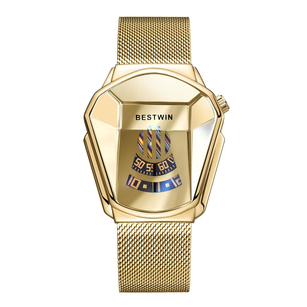 BESTWIN Diamond Alloy Quartz Watch for Men - Trendy Couple's Watch