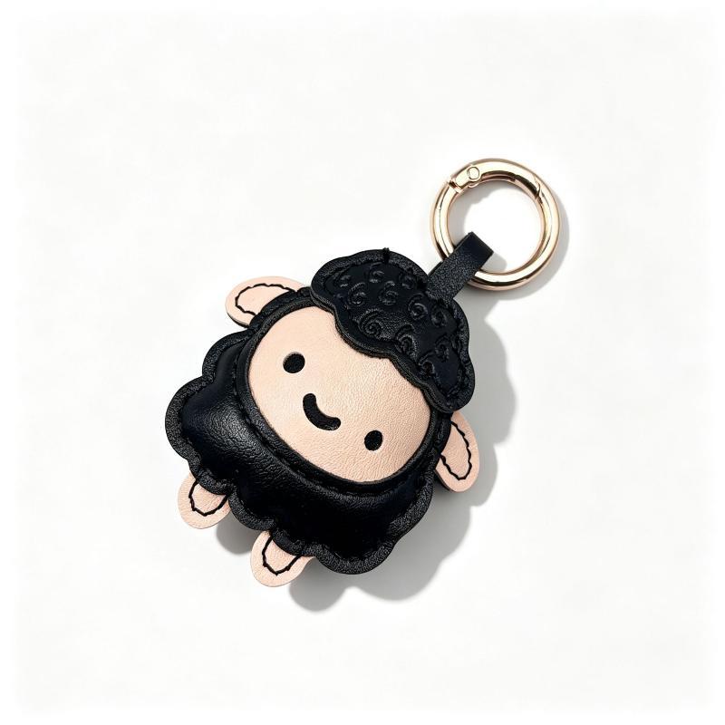 Lindo Llavero de Oveja de PU Dibujo Animado Anillo de Llave de Cordero Kawaii Colgante de Animal para Mochila Bolso Decoración Regalo
