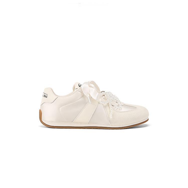 

2025 spring new soft girl pure love ballet shoes satin pearl ribbon casual sports training shoes women 40
