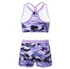 Crew Neck Patterns Printed Sleeveless Y-Shaped Back Tank Vest with Elastic Waistband Boyshorts Athletic Sets