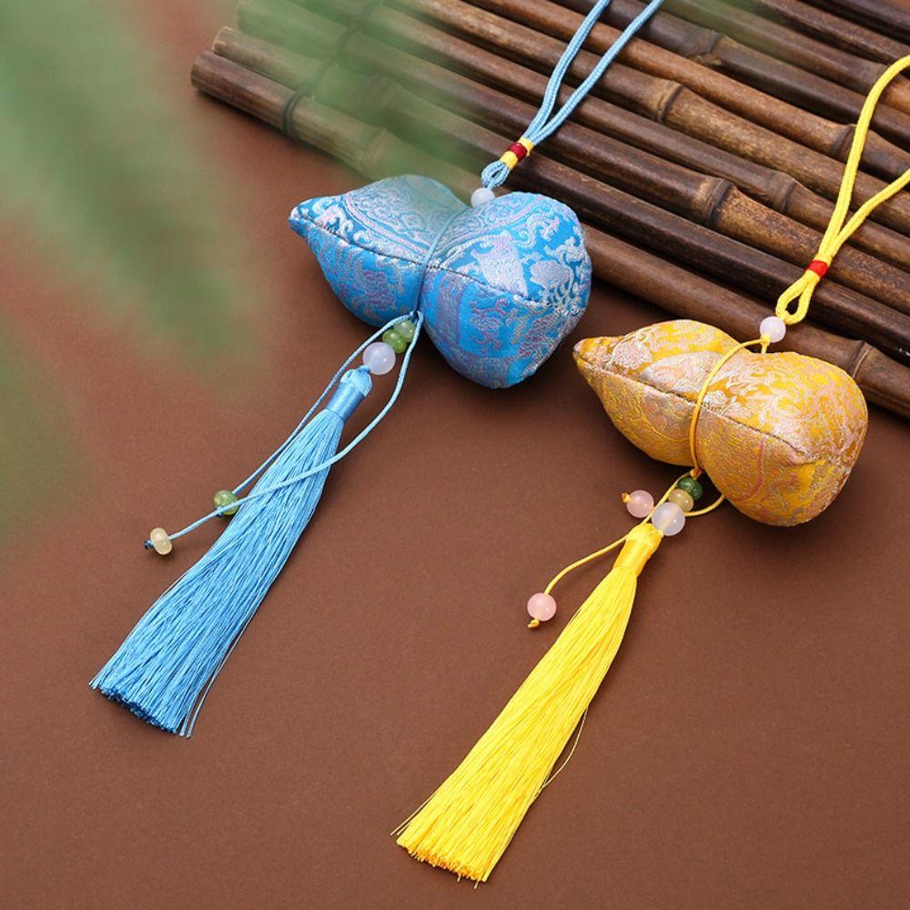 Traditional Gourd Brocade Embroidered Bag Chinese-style With Tassel Gourd Sachet Pendant Mugwort Fill Blessing Mugwort Sachet