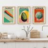 Retro Vegetable Fruit Kitchen Poster Onion Garlic Peach Bauhaus Inspired Botanical Print Canvas Painting Dinning Room Wall Decor