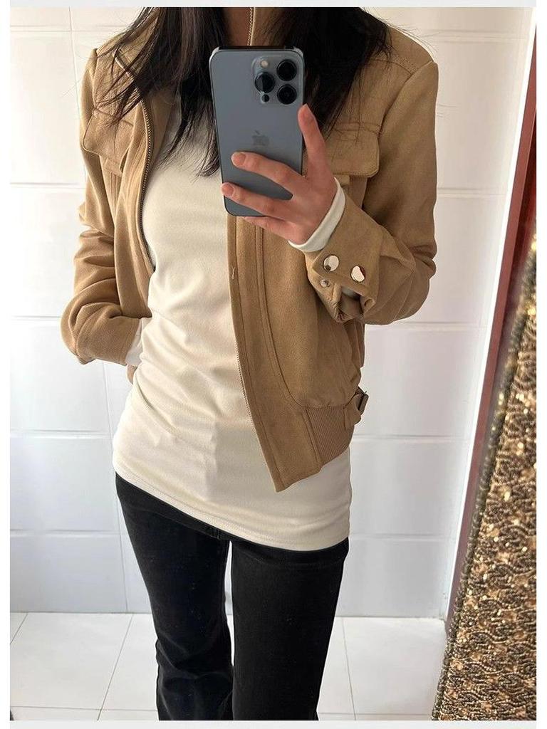 Women's Slim Fit Mid-Length White Base Shirt, Cinched Waist, Hip-Hugging, 2025 Spring/Autumn Style, Thin Fabric