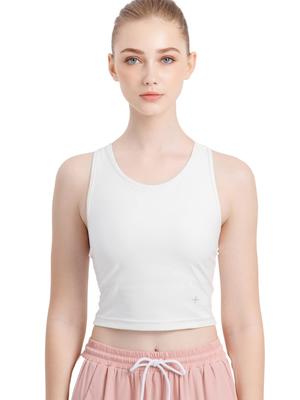 Roopa 3D Crop Tank Yoga Size Small Top, Wear, Moisture-Wicking, Quick-Drying, Stretch, Sleeveless, Women's, White,