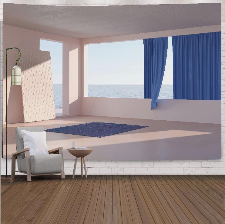 Berglandschaft vor dem Fenster, hängender Wandteppich, Wanddekoration für Zuhause, Büro, Wohnzimmer