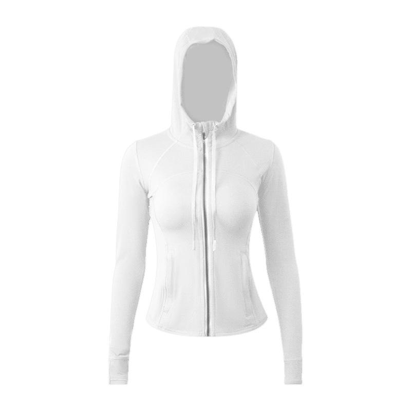 Damen Yoga Sportjacke mit Kapuze - Doppelseitig gebürstet, Hohe Elastizität, Slim Fit, Nude Feeling.