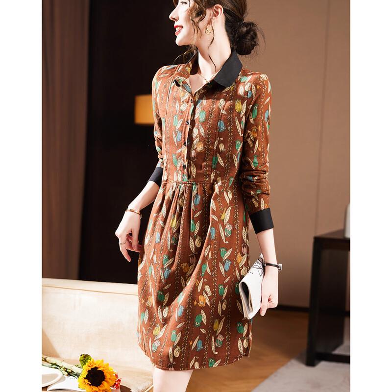 D.F.DEAR Women's Retro Printed A-Line Shirt Dress
