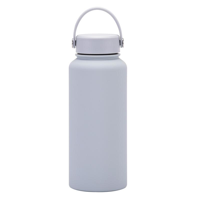 

Stainless Steel Sports Kettle Large Capacity 1L Beautiful Mouth Thermos Cup Portable Outdoor Water Cup 1L светло-серый