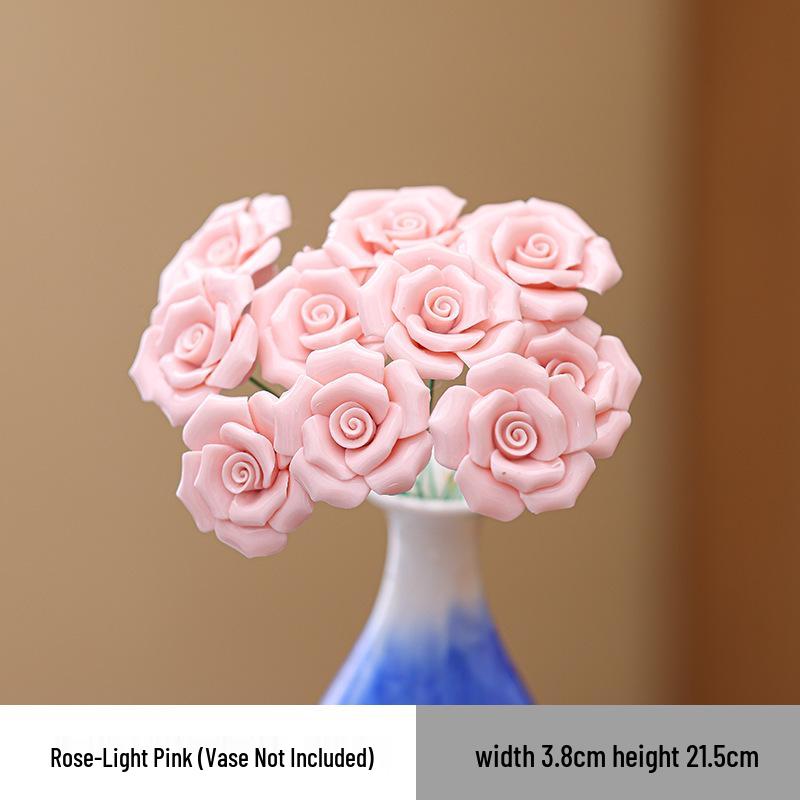Traditional Jingdezhen Peony Ceramic Vase - Eternal Flower Simulation Decoration