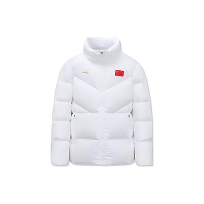 Anta Jednobarevná s potiskem loga Vzor vlajky Zapínání na zip Stojáček Péřová bunda Unisex Svrchní oblečení Bílá 172240902-2