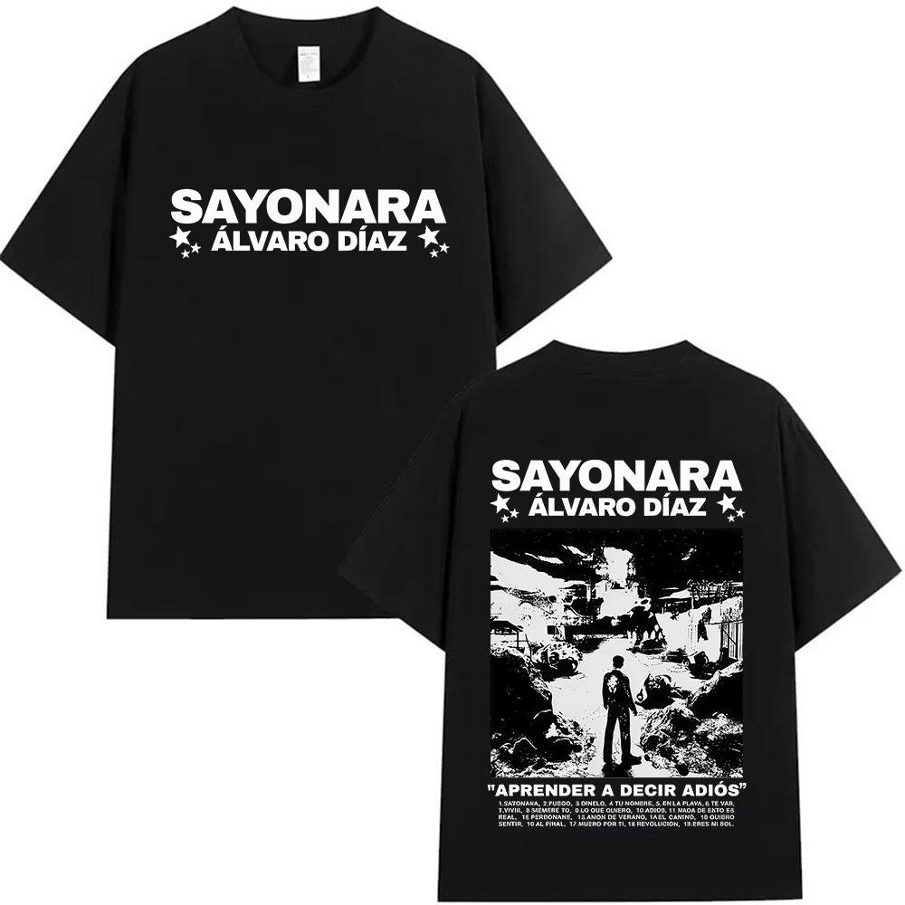 Rapper Alvaro Diaz Sayonara's 2025 Tour Album Cover T-shirt Men's Hip-hop Gothic Summer Print 100% Pure Cotton T-shirt